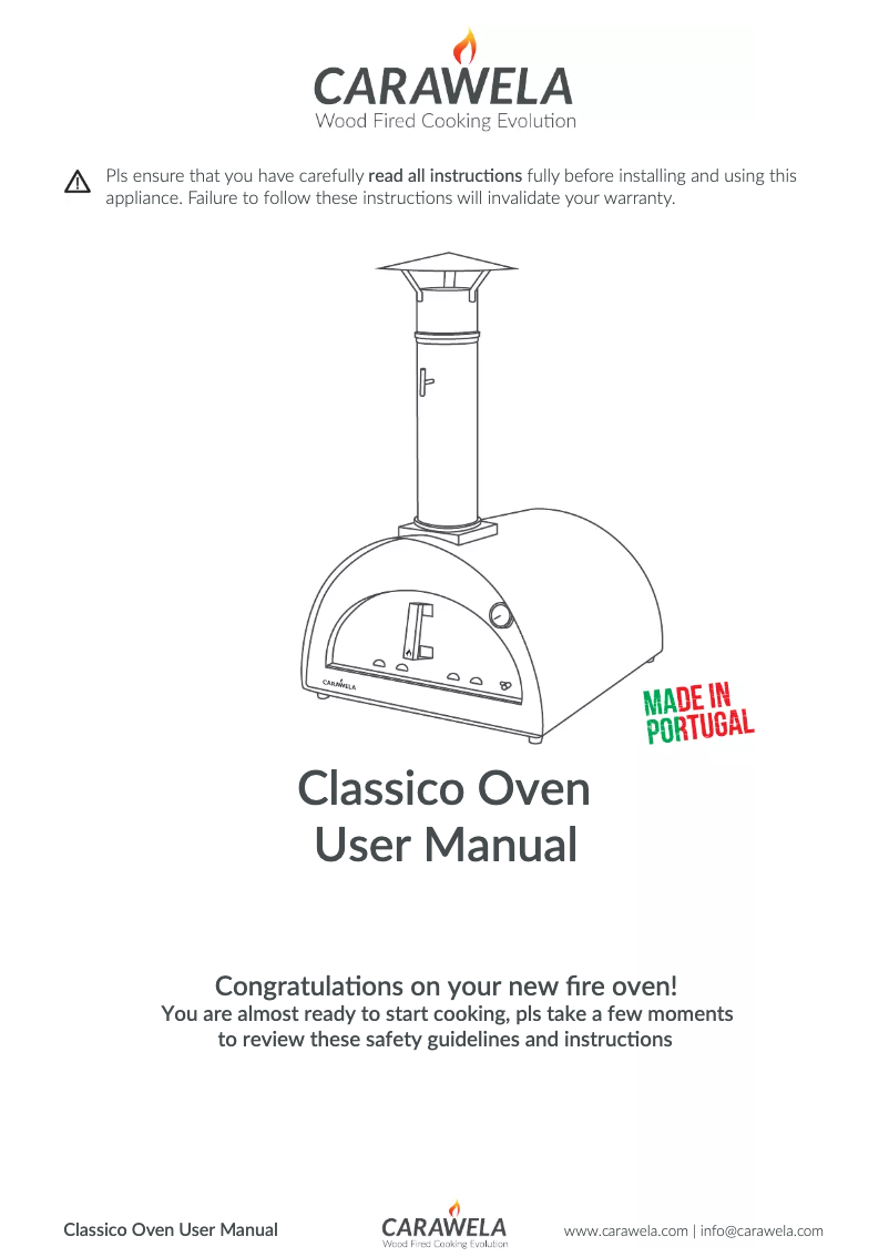 Image de la première page du manuel de l'appareil Classico Oven