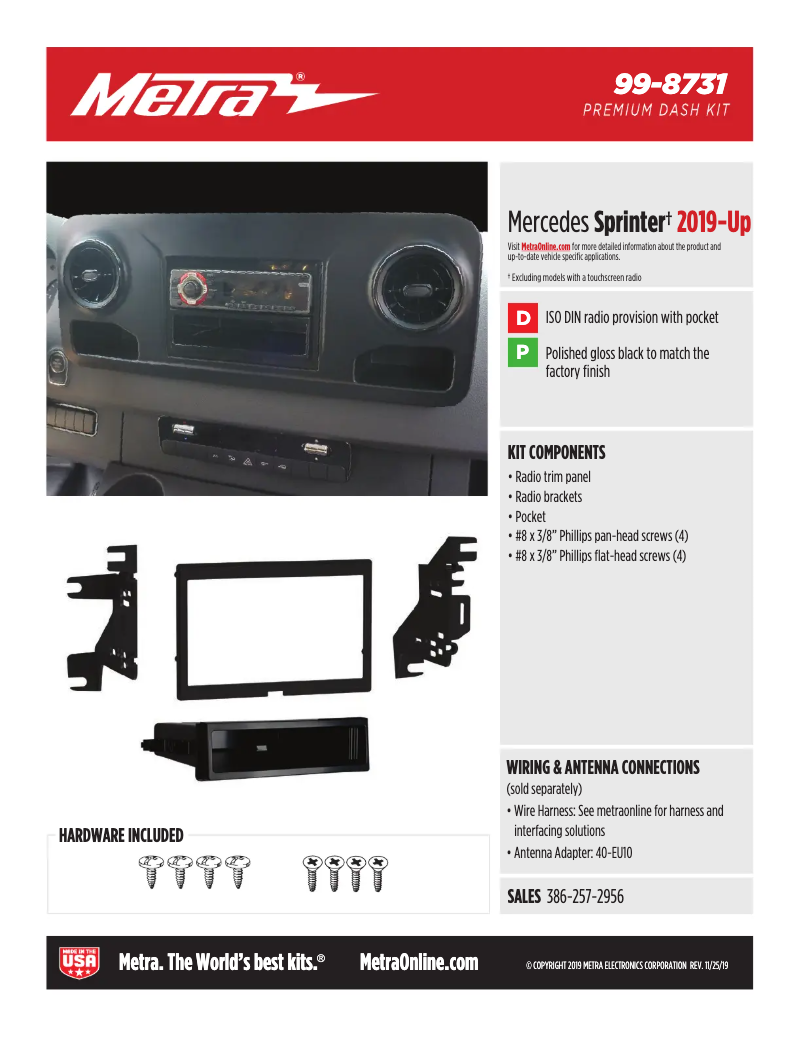 Page 1 de la notice Fiche technique Metra 99-8731