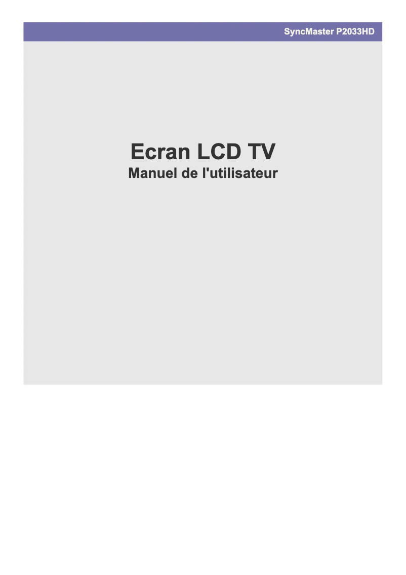 Image de la première page du manuel de l'appareil SyncMaster 2033HD