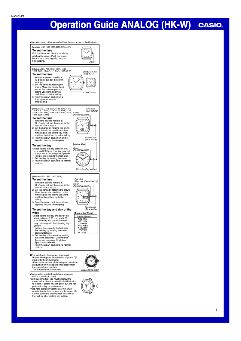 Page 1 de la notice Manuel utilisateur Casio Collection LTP-1308PD-1BVEF