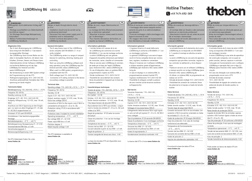 Page n°1 - Manuel utilisateur Theben LUXORliving B6