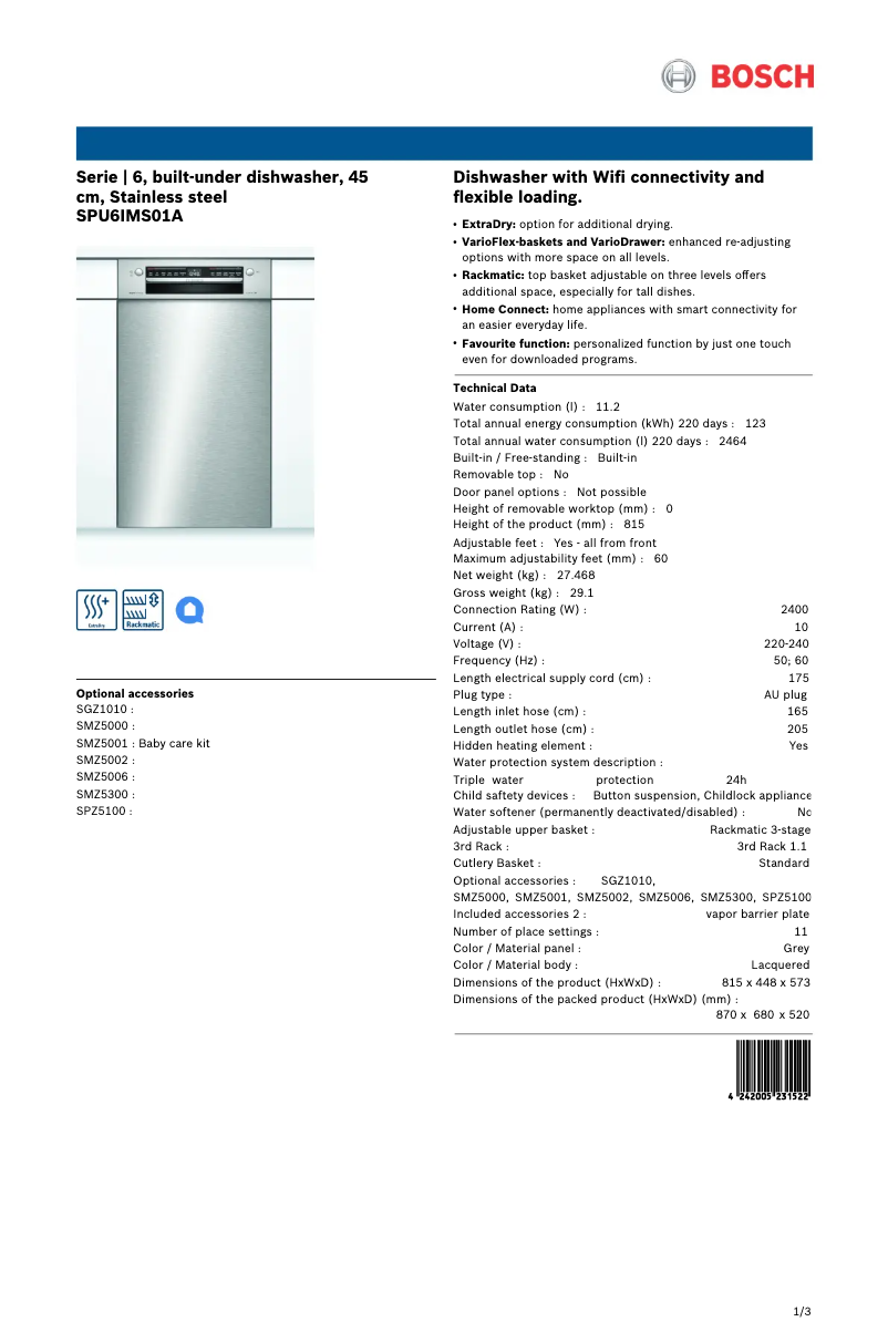 Image de la première page du manuel de l'appareil SPU6IMS01A