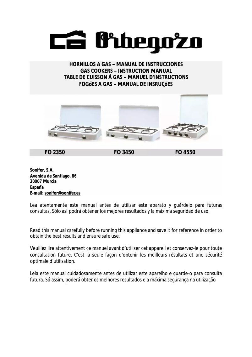 Page 1 de la notice Manuel utilisateur Orbegozo FO 4550