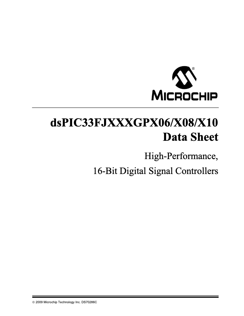 Página 1 del manual Ficha técnica Microchip dsPIC33FJ128GP706