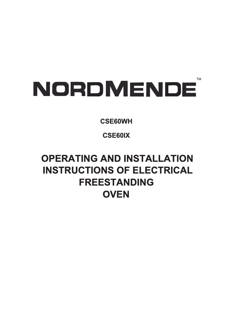 Página 1 del manual Manual de usuario Nordmende CSE60WH
