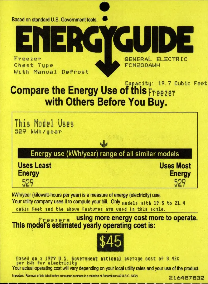 Page n°1 - Label énergétique GE FCM20DAWH