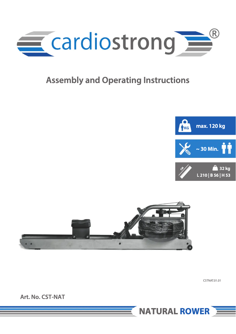 Página 1 del manual Manual de usuario Cardiostrong Natural Rower