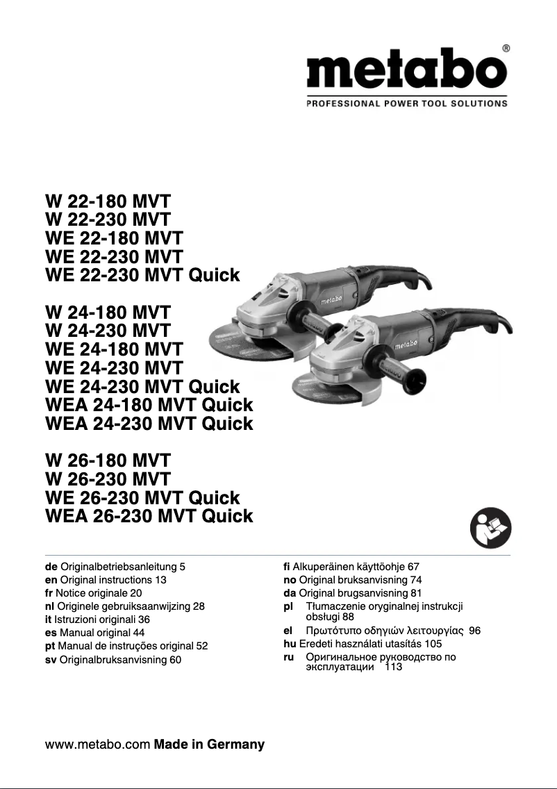 Page n°1 - Manuel utilisateur Metabo WE 24-230 MVT