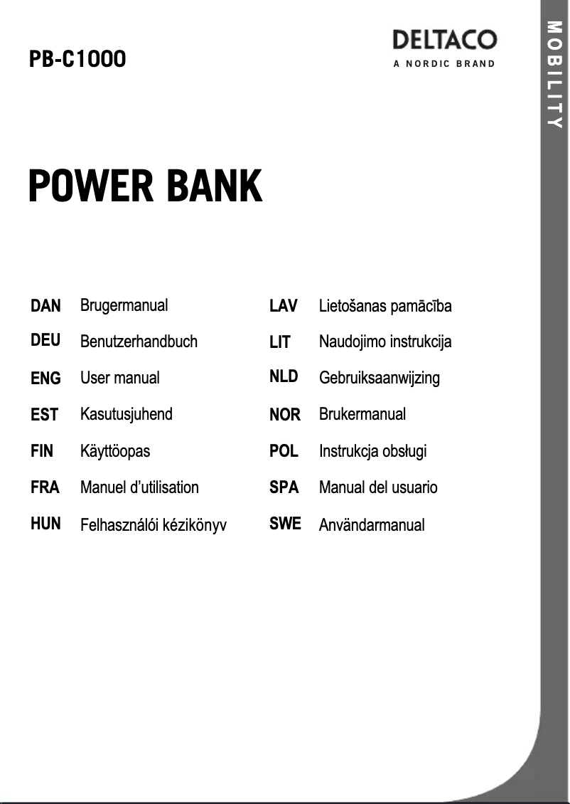 Página 1 del manual Manual de usuario Deltaco PB-C1000