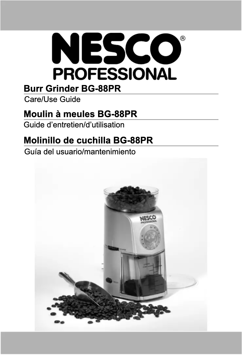 Página 1 del manual Manual de usuario Nesco Burr Grinder BG-88PR