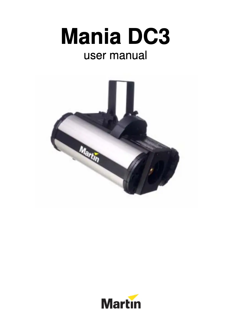 Page 1 de la notice Manuel utilisateur Martin Mania DC3
