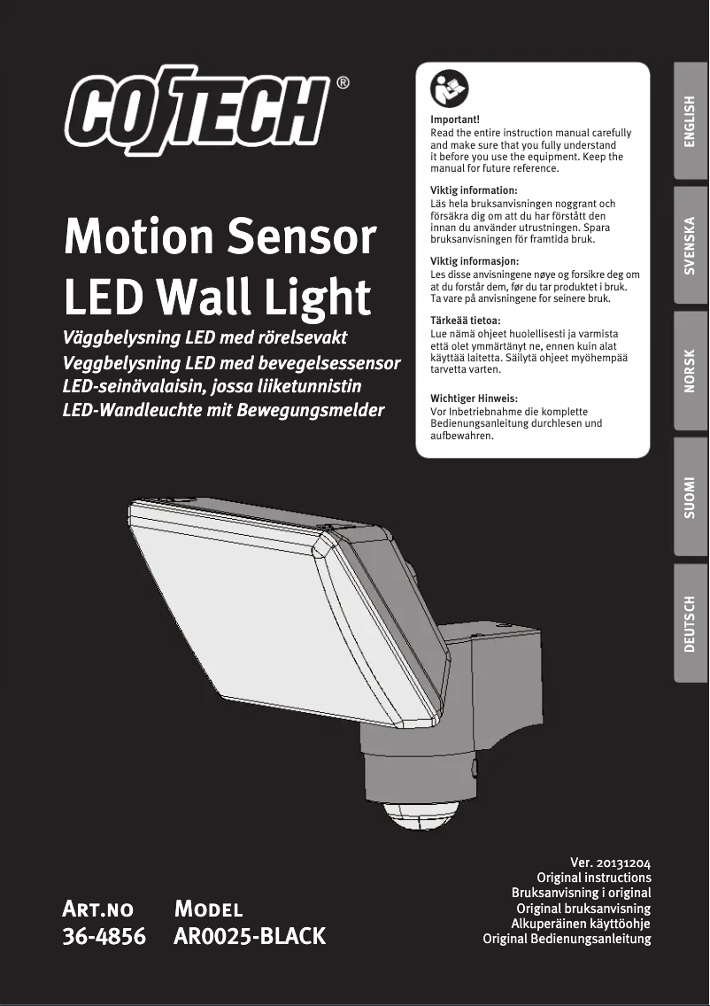 Page n°1 - Manuel utilisateur Cotech AR0025