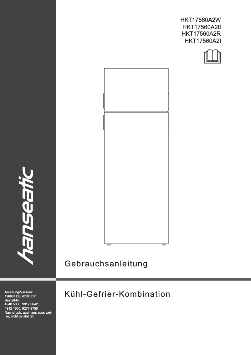 Page n°1 - Manuel utilisateur Hanseatic HKT17560A2B