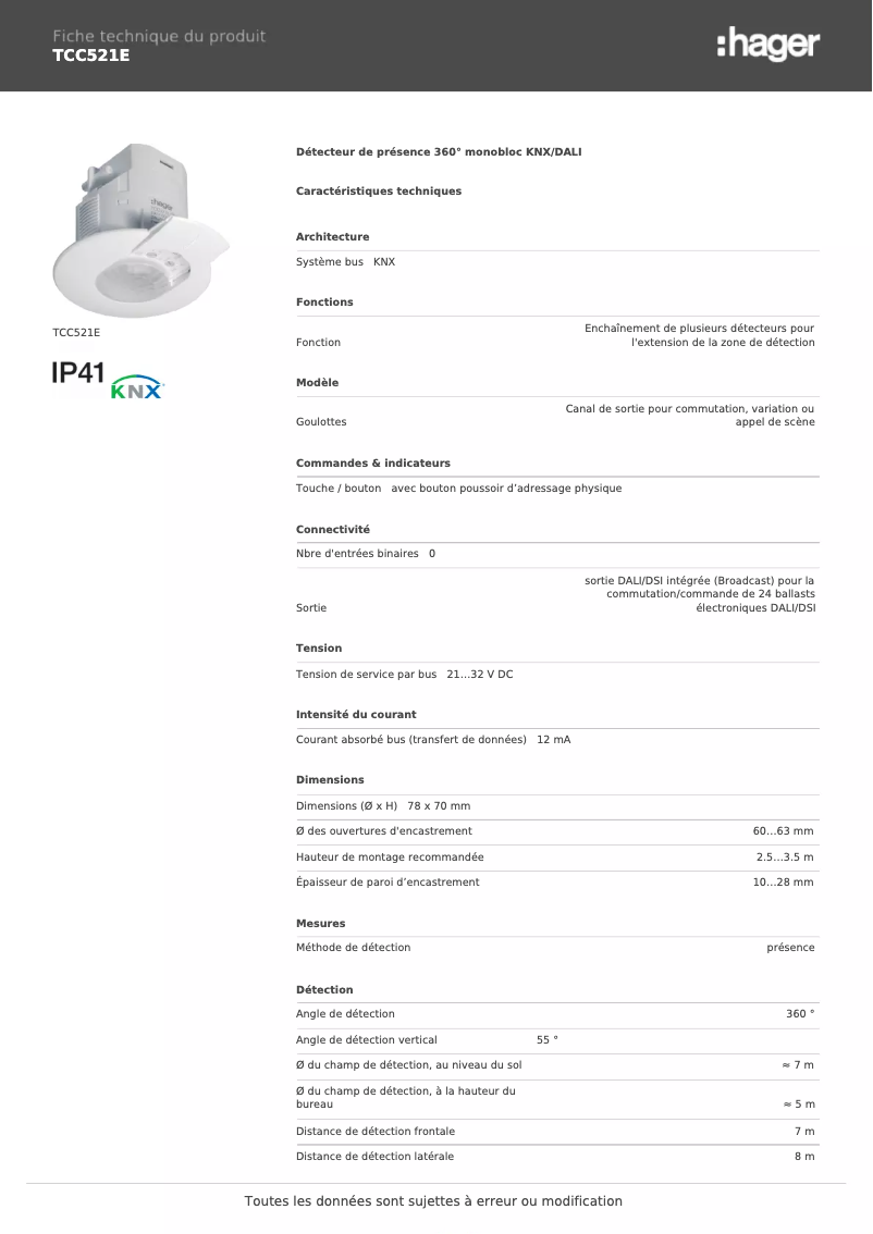 Image de la première page du manuel de l'appareil TCC521E