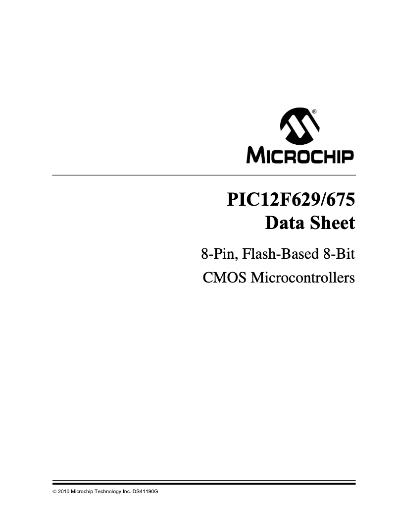 Página 1 del manual Ficha técnica Microchip PIC12F675