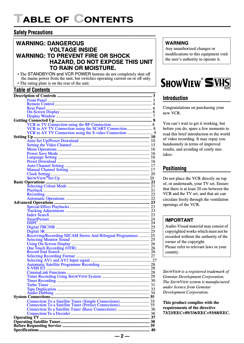 Page 1 de la notice Manuel utilisateur Philips VR110