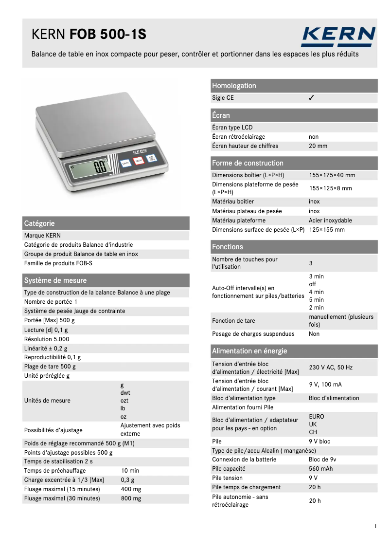 Image de la première page du manuel de l'appareil FOB 500-1S