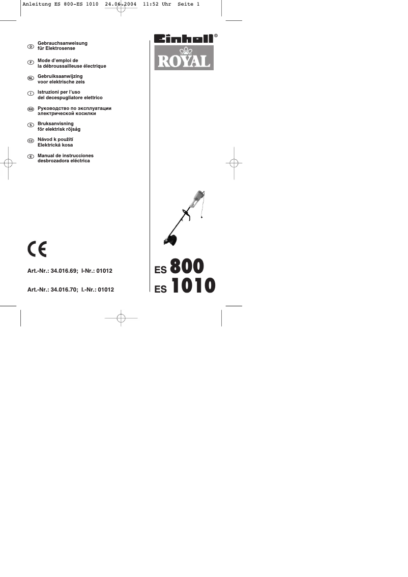 Page n°1 - Manuel utilisateur Einhell Royal ES 800