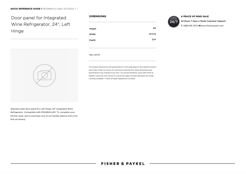 Page n°1 - Manuel utilisateur Fisher & Paykel RD2484VL4