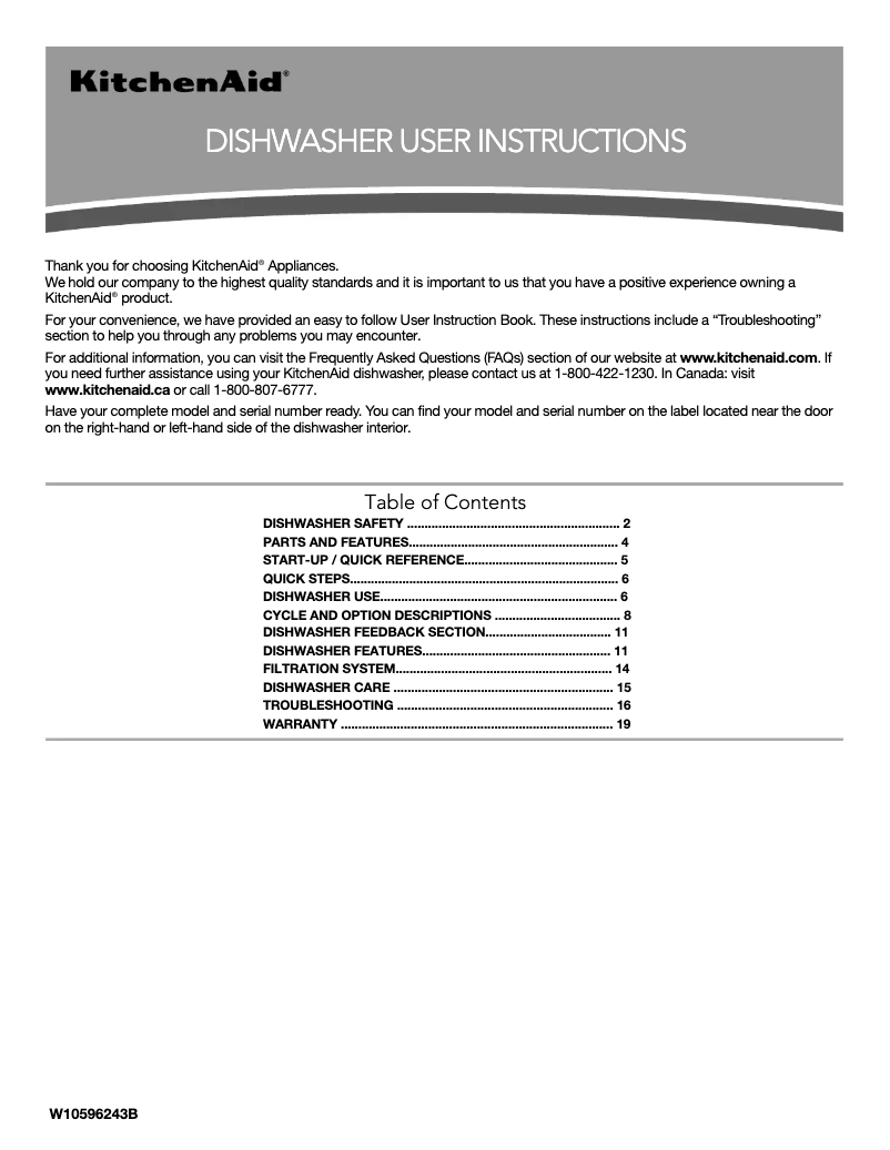 Page n°1 - Manuel utilisateur KitchenAid KDFE454CSS