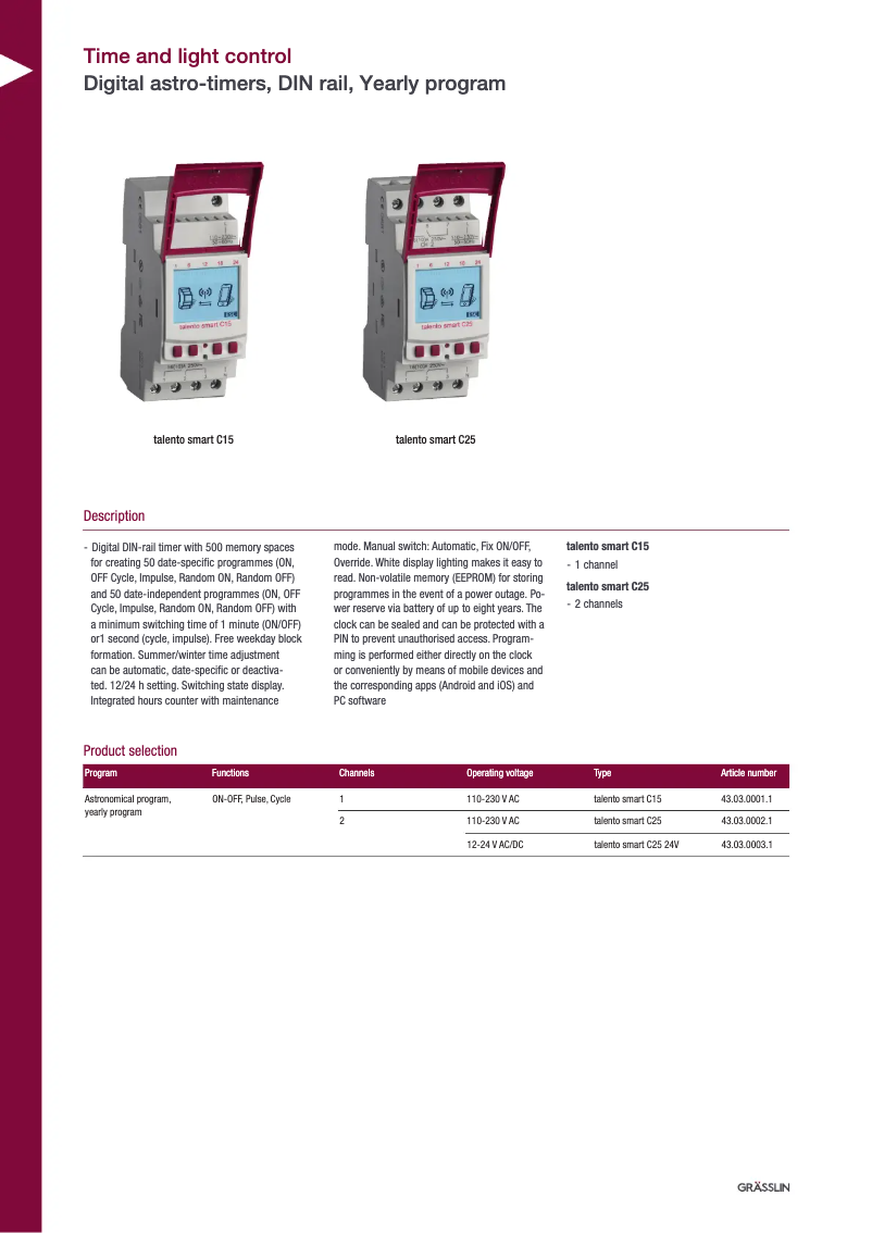 Image de la première page du manuel de l'appareil talento smart C15