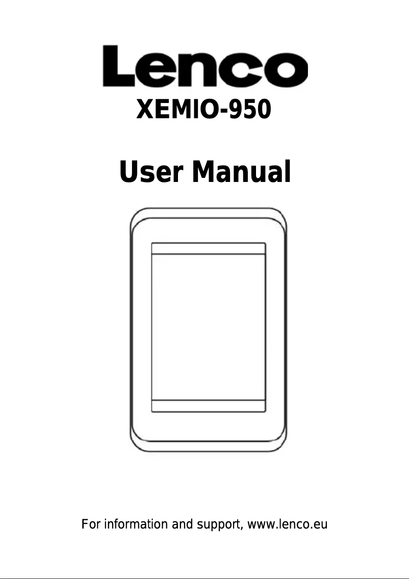 Page n°1 - Manuel utilisateur Lenco Xemio 950 Touch