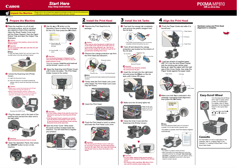 Page 1 de la notice Manuel utilisateur Canon Pixma MP810
