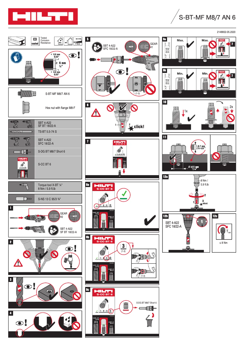 Page 1 de la notice Instructions / montage Hilti S-BT MF