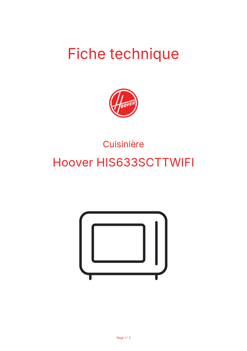 Image de la première page du manuel de l'appareil HIS633SCTTWIFI