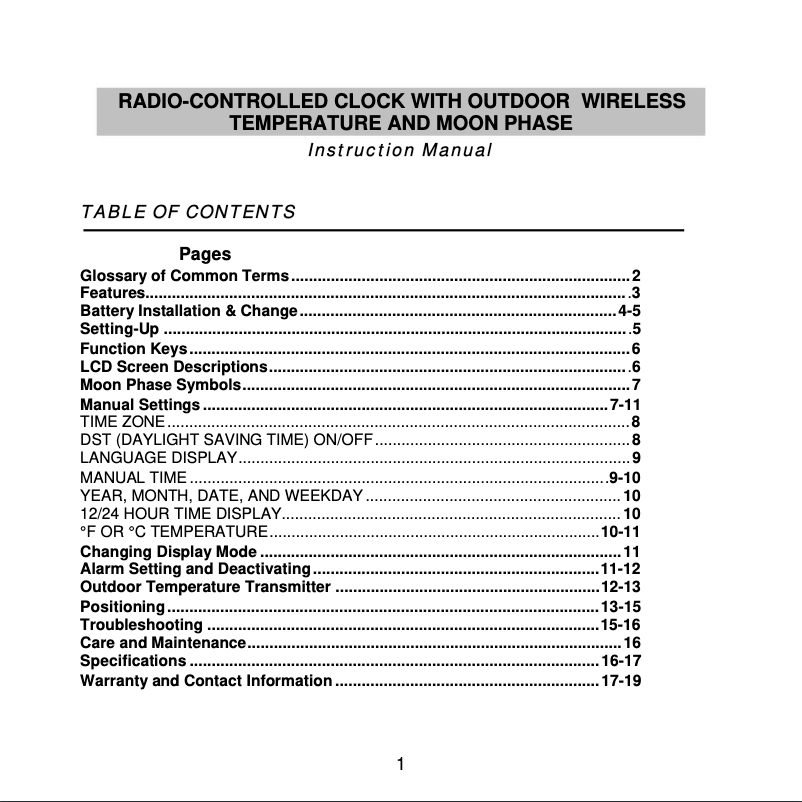Page n°1 - Manuel utilisateur La Crosse Technology WS-8318U