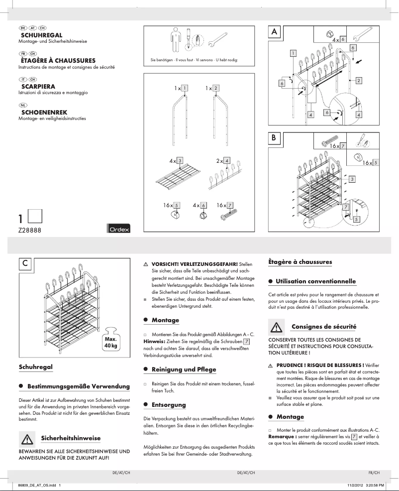 Page n°1 - Manuel utilisateur Ordex IAN 86809