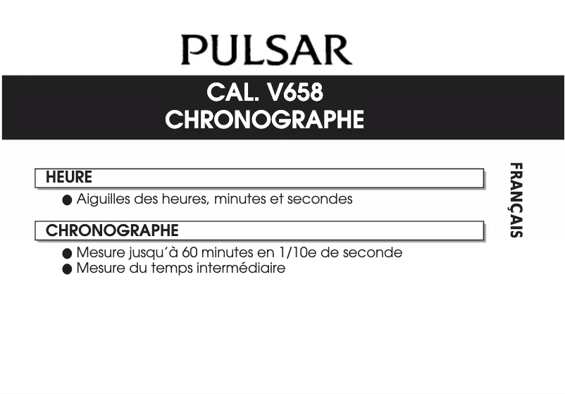 Page n°1 - Manuel utilisateur Pulsar V658