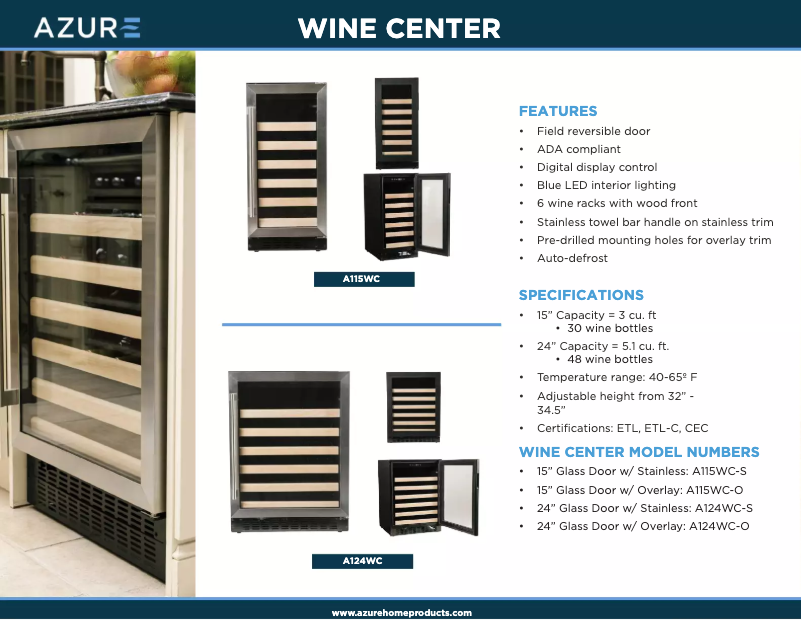 Page 1 de la notice Brochure Azure A124WC-O