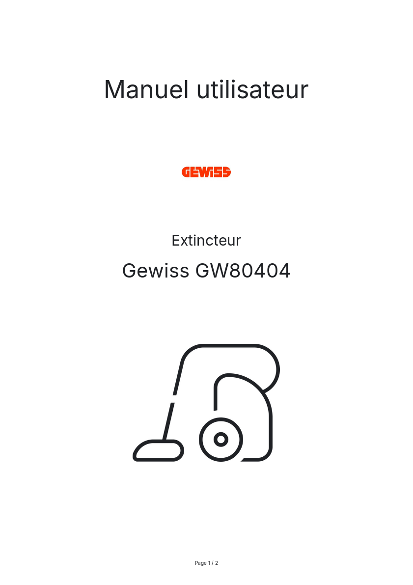 Image de la première page du manuel de l'appareil GW80404