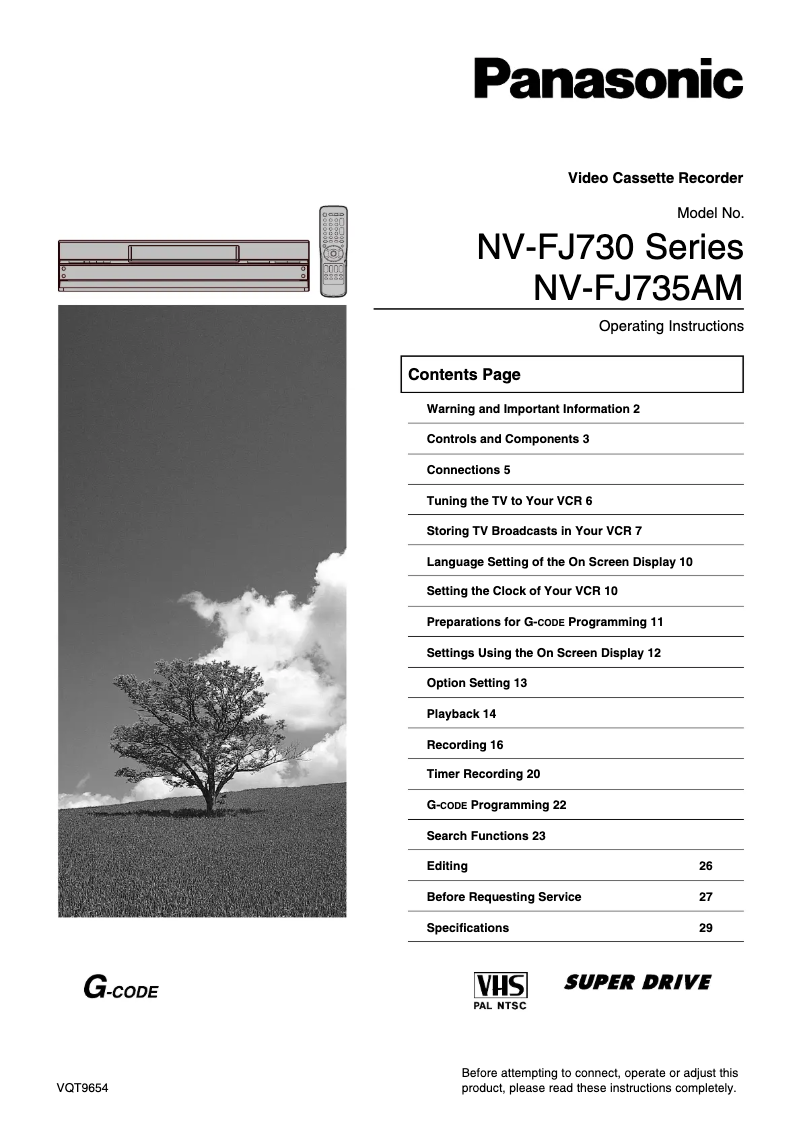 Image de la première page du manuel de l'appareil NV-FJ730AM