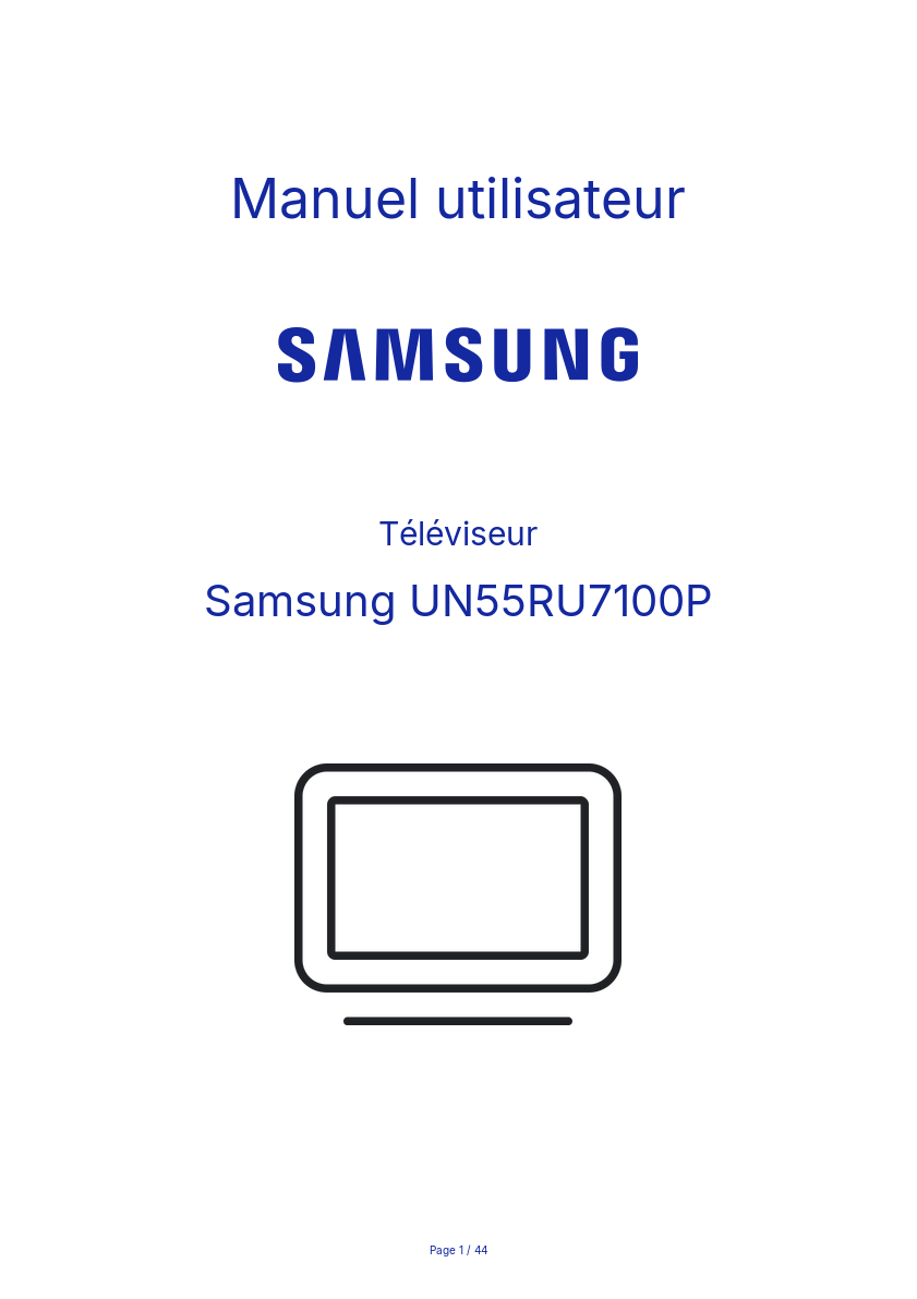 Image de la première page du manuel de l'appareil UN55RU7100P