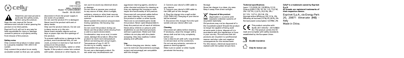 Page 1 de la notice Manuel utilisateur Celly TC1USBC20WWH