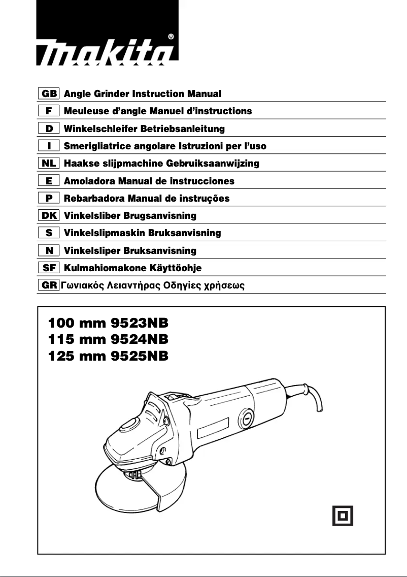 Page n°1 - Manuel utilisateur Makita 9524NB