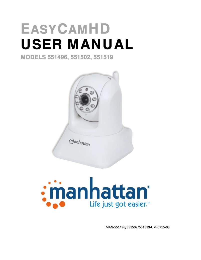 Page 1 de la notice Manuel utilisateur Manhattan PetCam HD