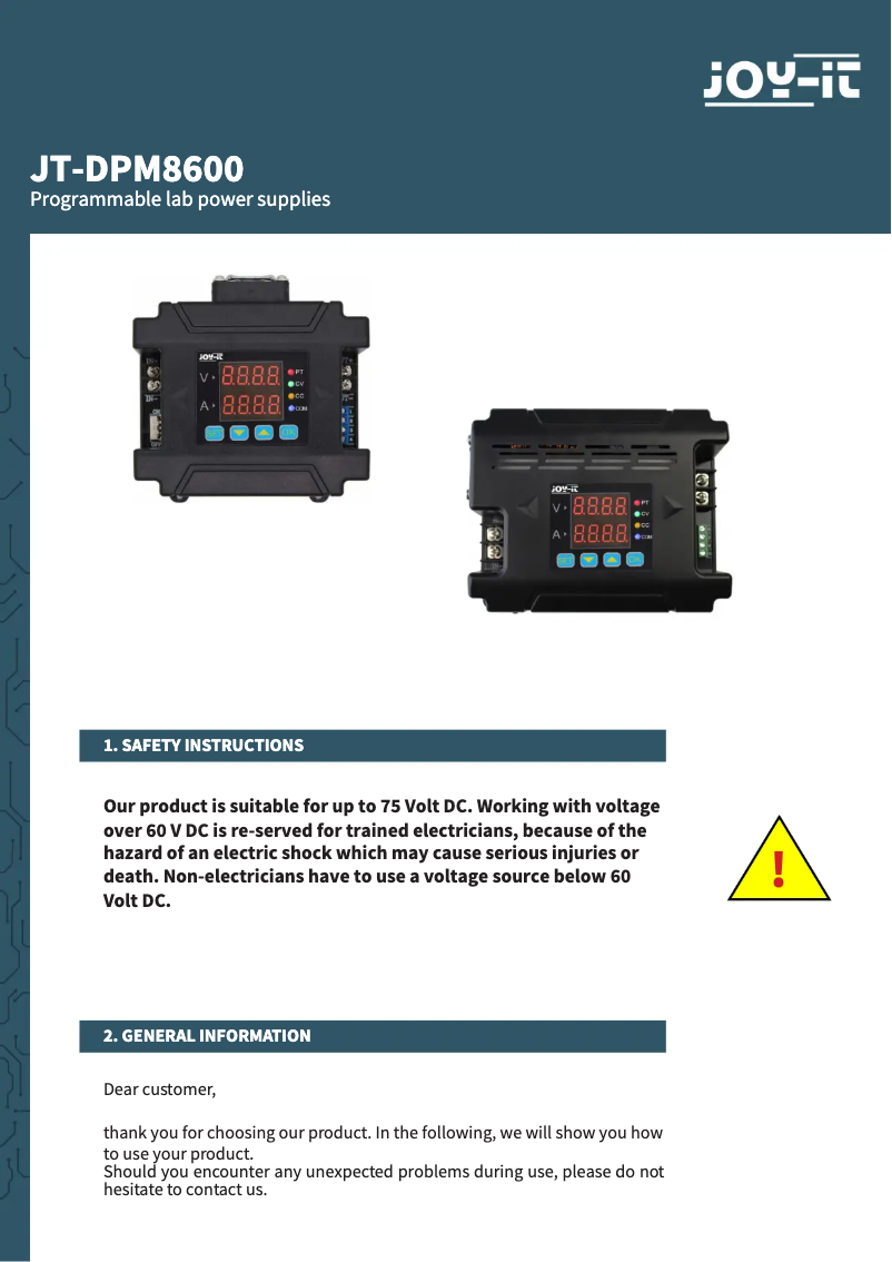 Image de la première page du manuel de l'appareil JT-DPM8605