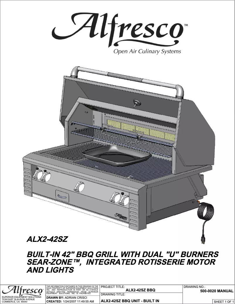 Image de la première page du manuel de l'appareil ALX2-42SZC