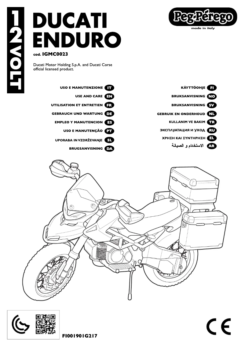 Page 1 de la notice Manuel utilisateur Peg Perego Ducati Enduro