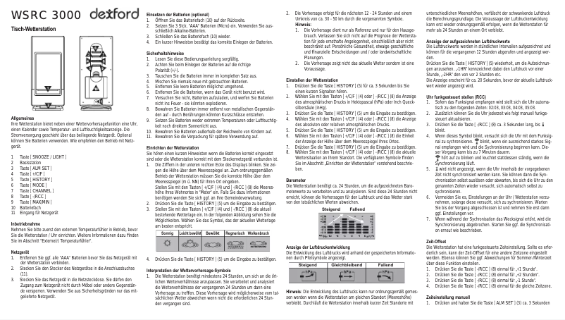 Image de la première page du manuel de l'appareil WSRC 3000