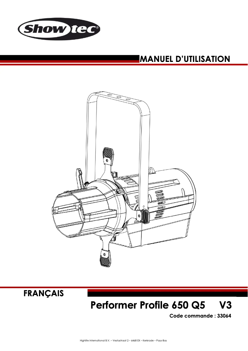 Page 1 de la notice Manuel utilisateur Showtec Performer Profile 650 Q5
