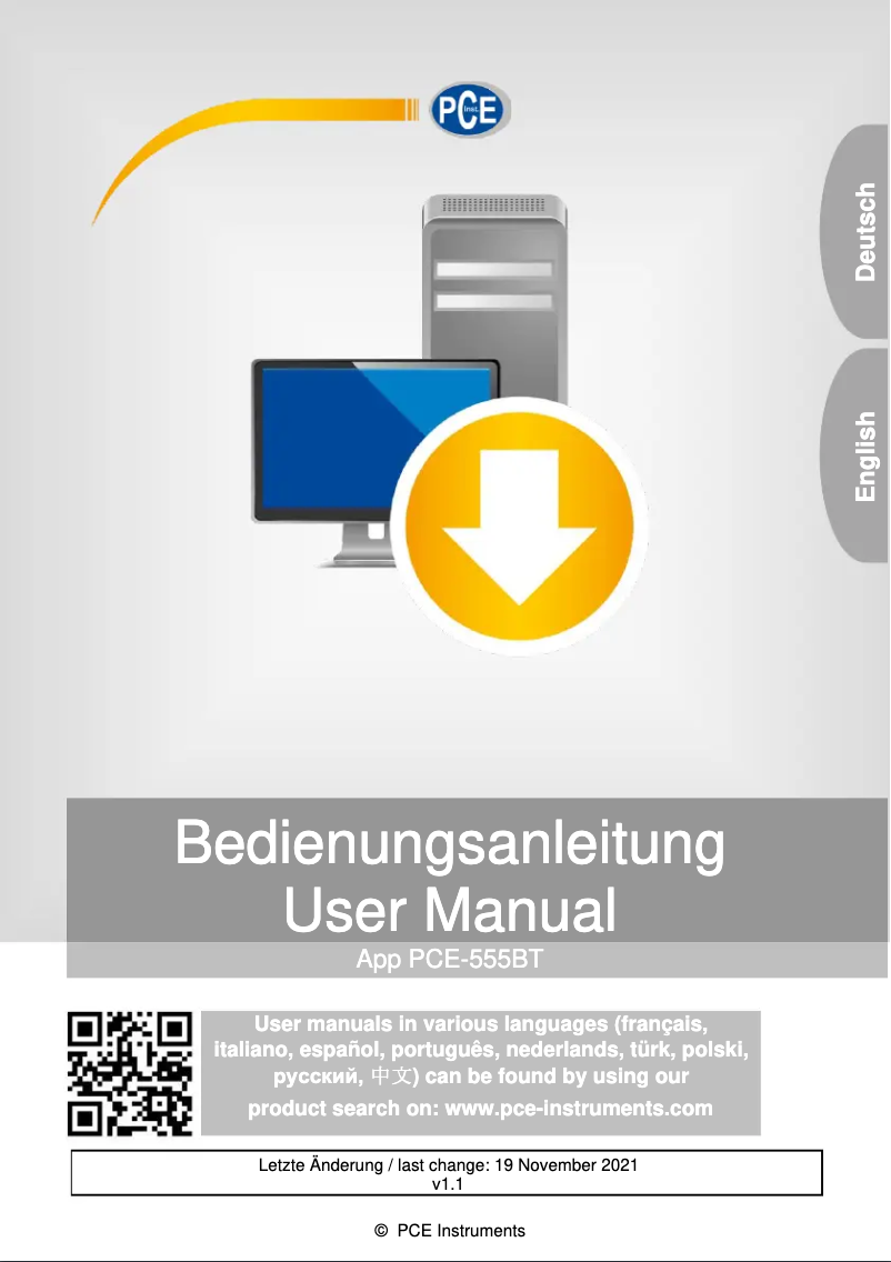 Page 1 de la notice Manuel utilisateur PCE Instruments PCE-555BT