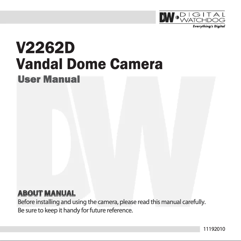 Page n°1 - Manuel utilisateur Digital Watchdog DWC-V2262D