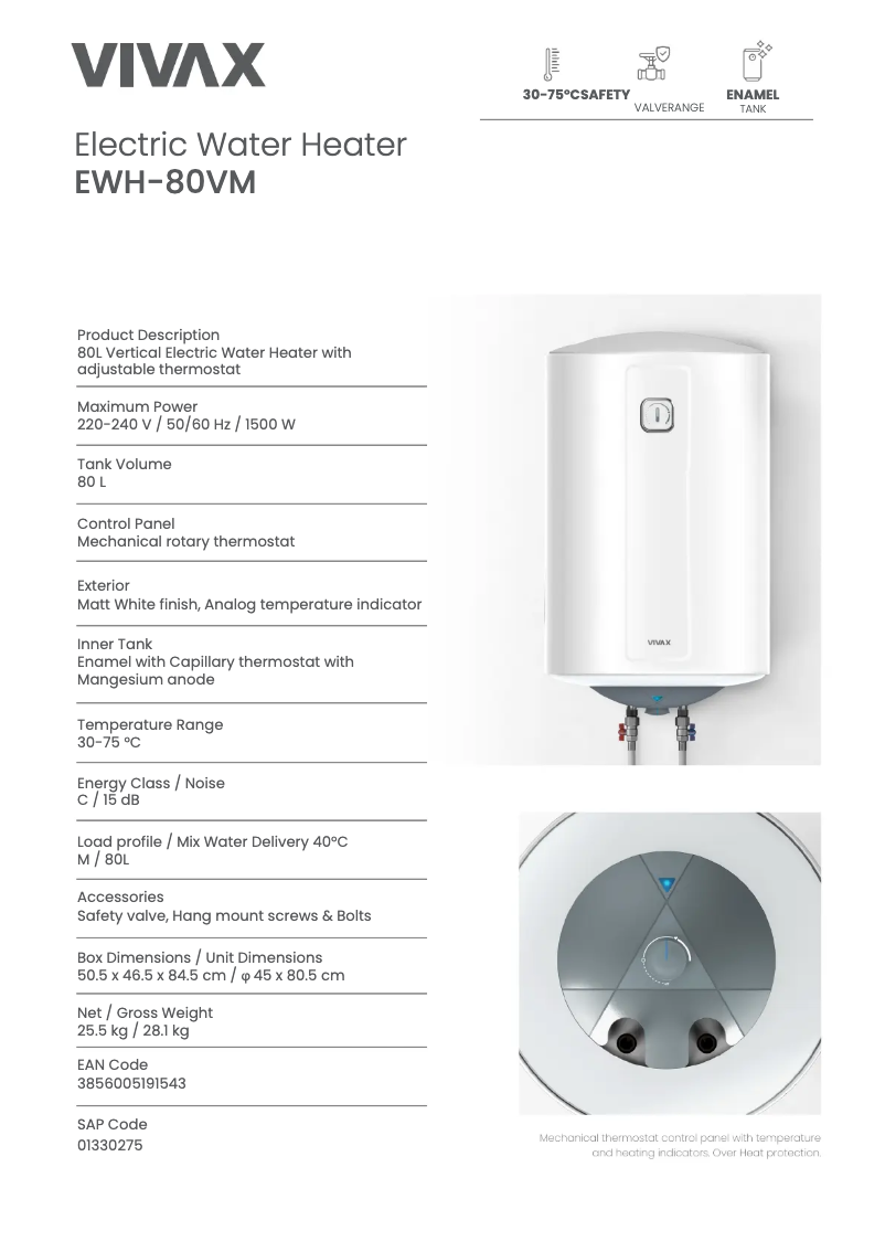 Image de la première page du manuel de l'appareil EWH-80VM