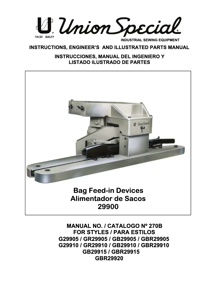 Page 1 de la notice Manuel utilisateur Union Special GBR29905