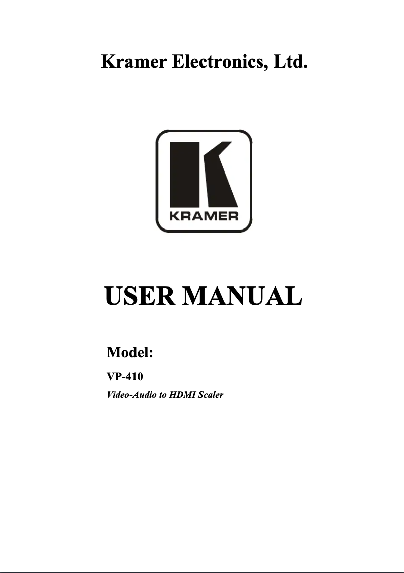 Page n°1 - Manuel utilisateur Kramer VP-410