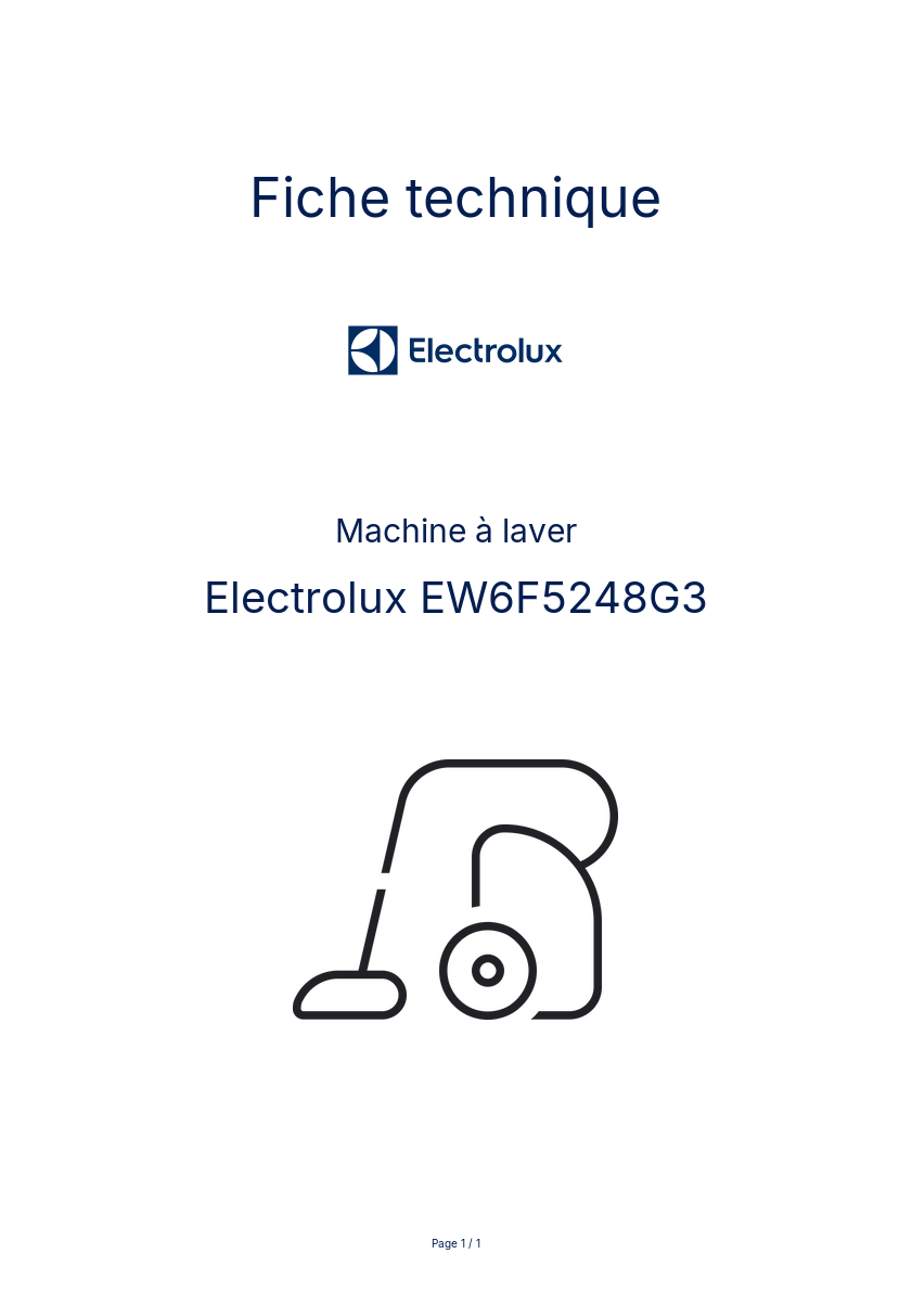 Image de la première page du manuel de l'appareil EW6F5248G3